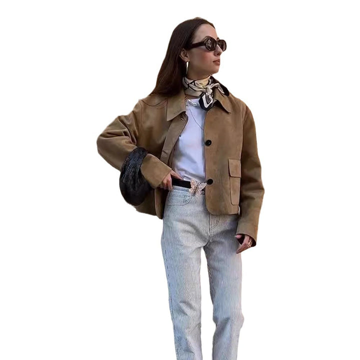 Women's Synthetic Leather Jacket with Structured Design Lune London
