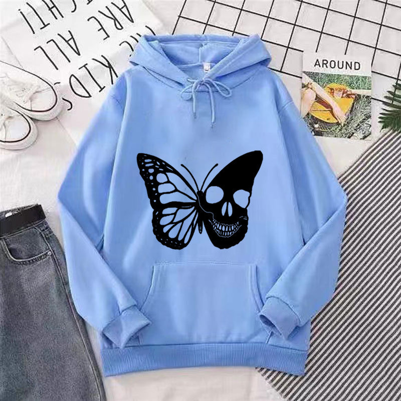 Women's hooded sweatshirt with creative butterfly skeleton design Chic & Stil