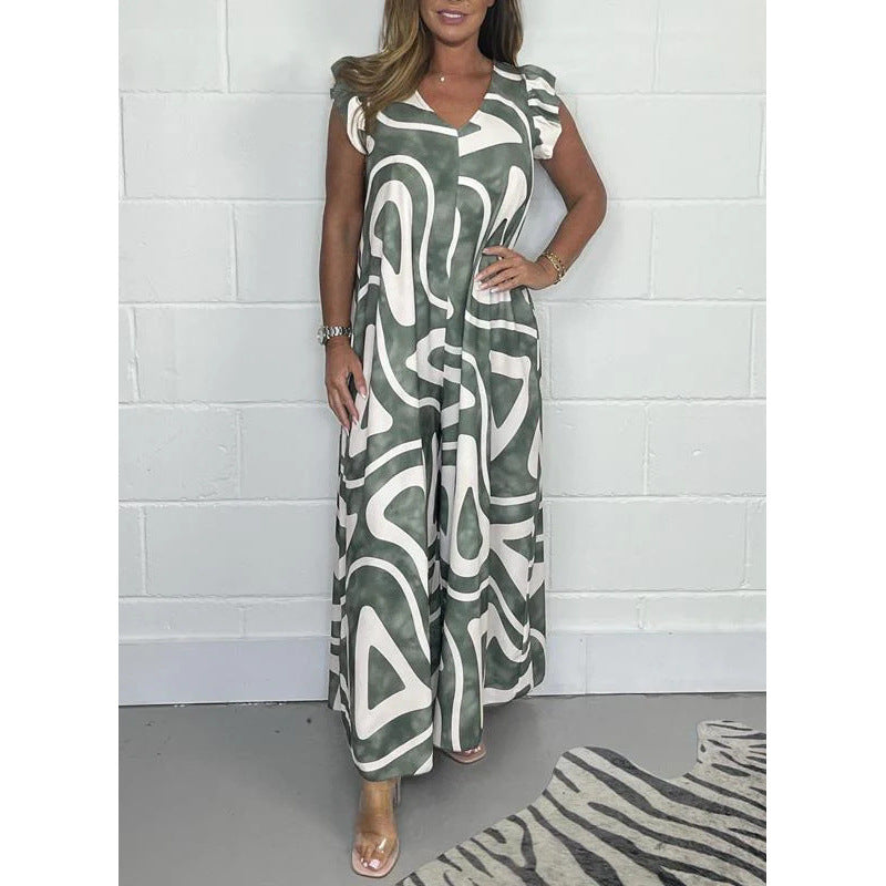 Women's maxi dress with modern graphic pattern and fluid cut Lune London