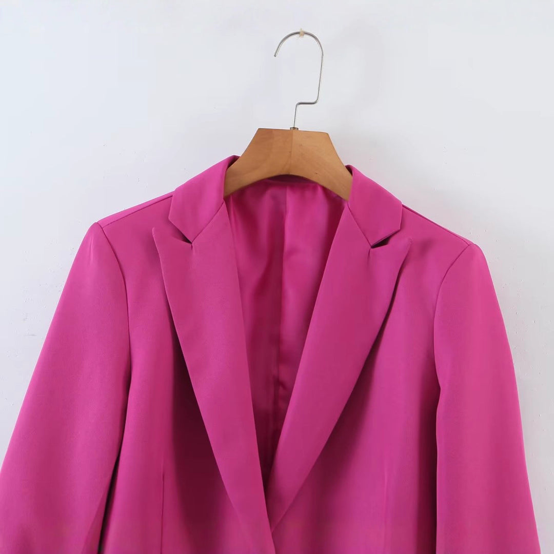 Women's Tailored Longline Blazer with Patch Pockets and Narrow Lapels Amarae