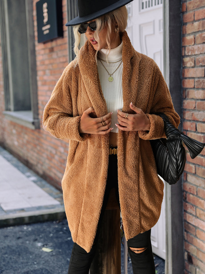 Ladies Oversized Cozy Plush Coat with Large Collar Amarae