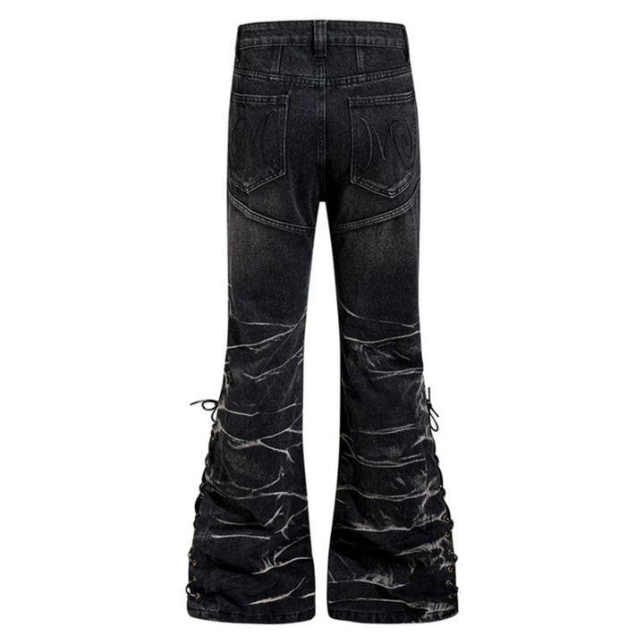 Women's high-waisted flared jeans with button fly and side lacing Amarae
