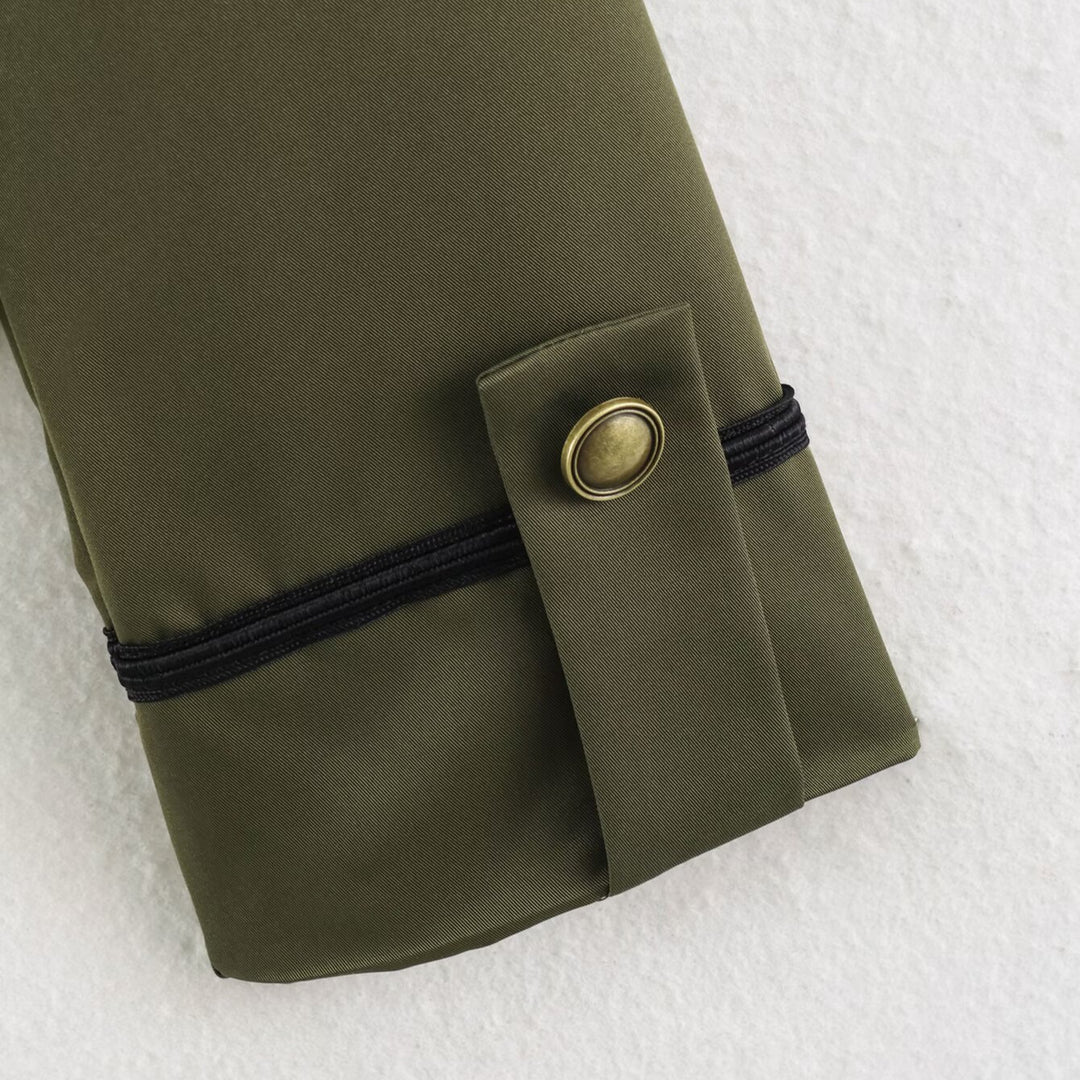Women's Cropped Jacket in Sailor-Military Mix with Decorative Cords and Brass Buttons Amarae