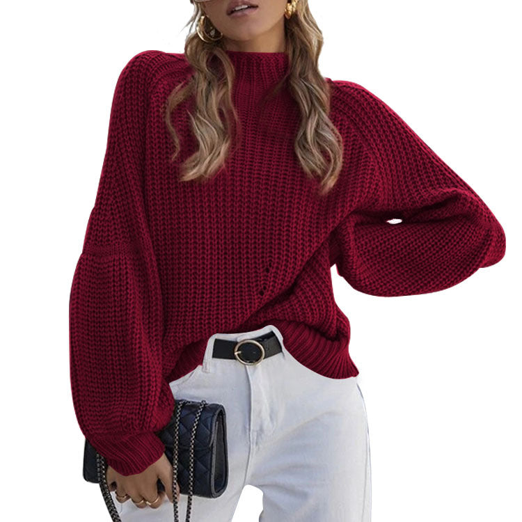 Knitted sweater for women with a loose fit and modern puff sleeves Lune London