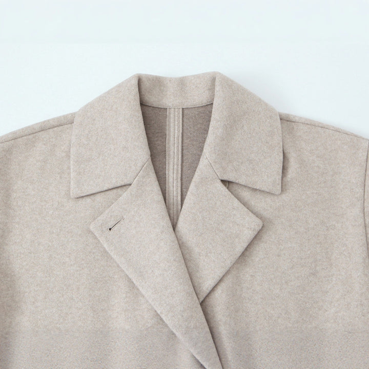 Women's Short-Cut Oversized Wool Blend Coat with Wide Shawl Collar Amarae