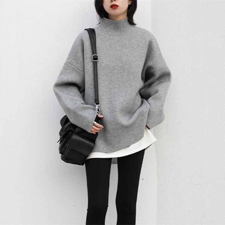 Pull ample en tricot épais à col roulé pour femmes avec une coupe décontractée et un design casual Chic & Stil