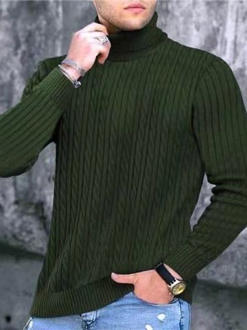 Men's turtleneck sweater with textured knit pattern Amarae