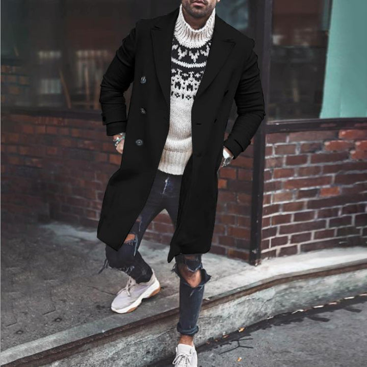 Elegant long double-breasted men's coat Amarae