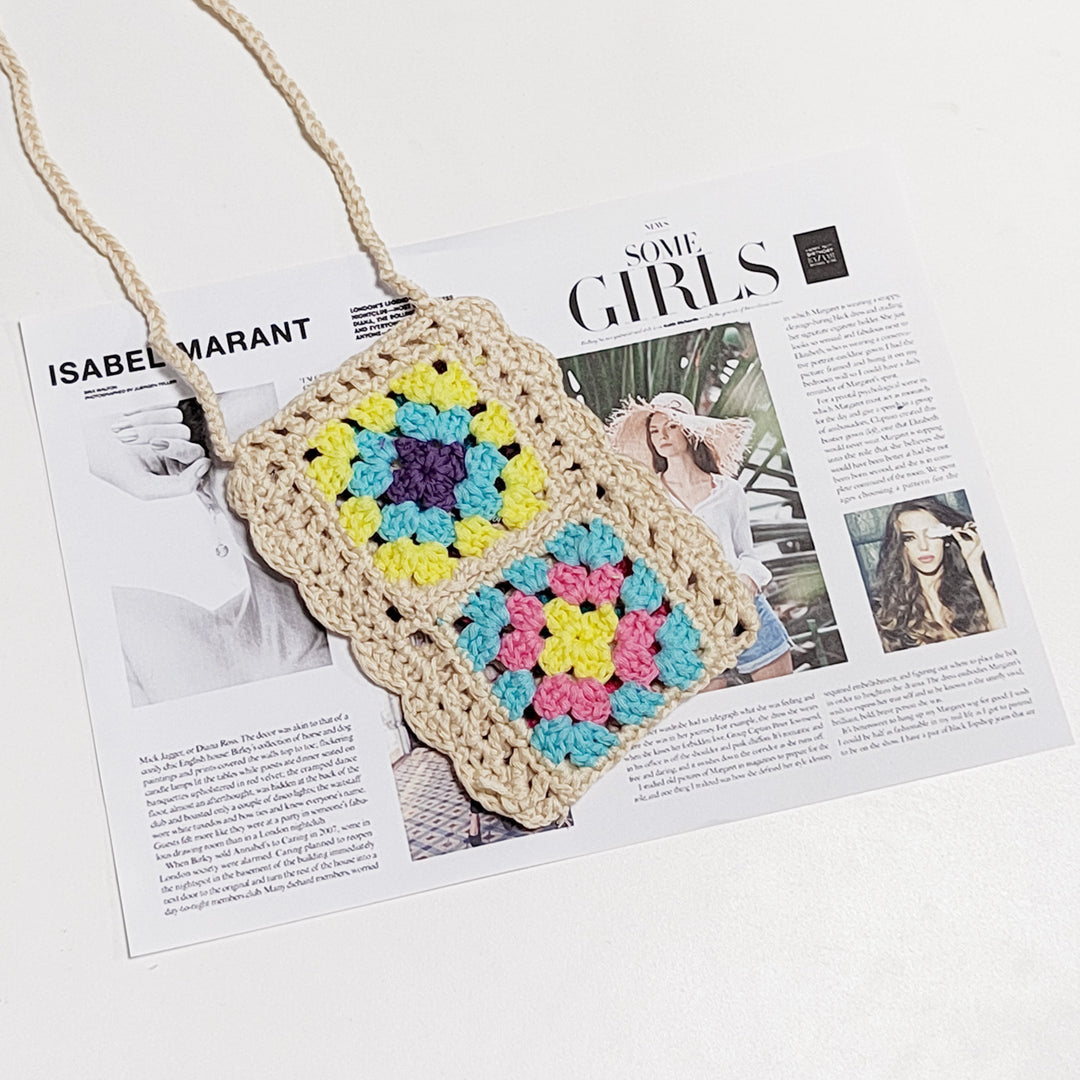 Ladies Colorful Crochet Pattern Shoulder Bag Lune London