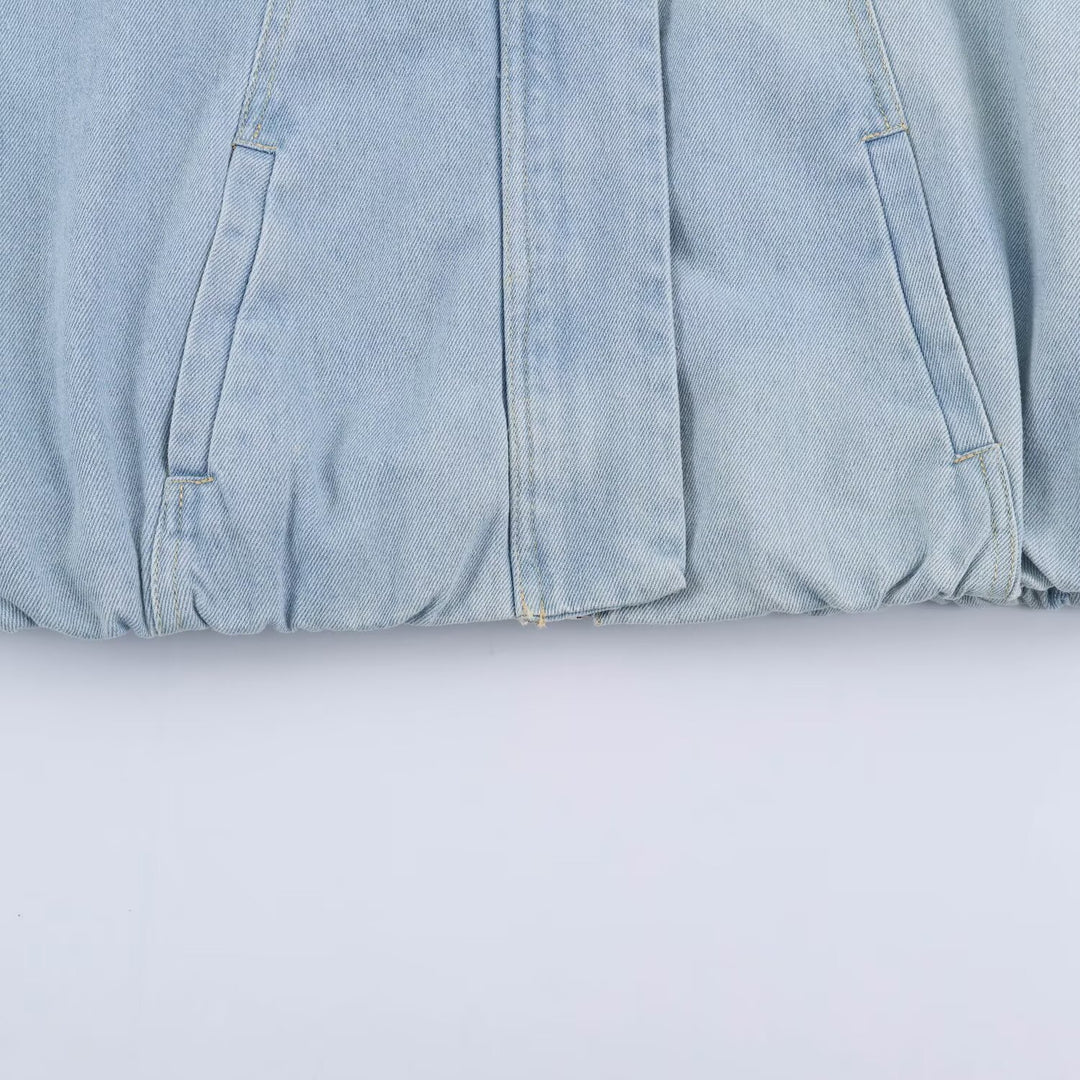 Women's short jacket made of lightweight denim quality with raglan sleeves and concealed placket Amarae