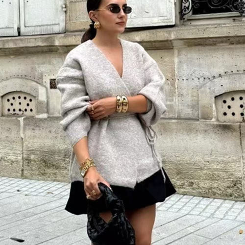 Veste décontractée pour femmes avec couture et décolleté en V profond Chic & Stil