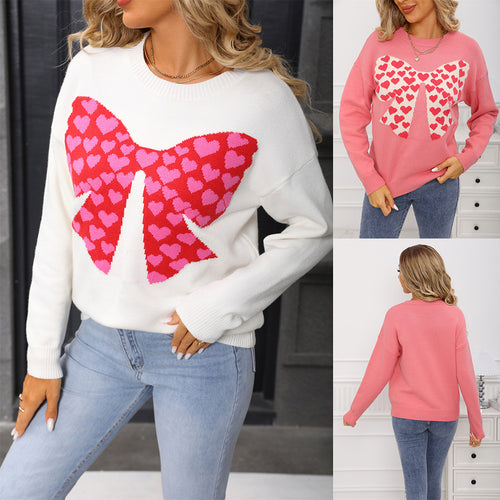Pull décontracté pour femmes avec motif de cœur et larges manches Chic & Stil