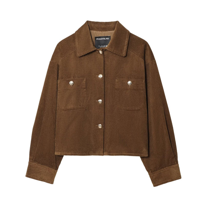 Women's Short Overshirt made of Cord with Snap Button Closure and Patch Pockets Amarae