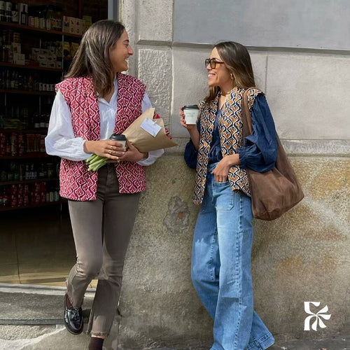 Quilted jacket for women with floral pattern and open design Amarae