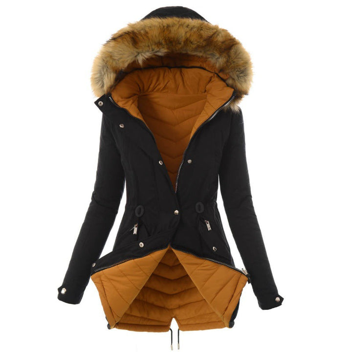 Modified winter jacket for women with removable faux fur collar Lune London