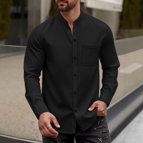 Modern long-sleeve shirt for men with structured design and practical chest pocket Amarae