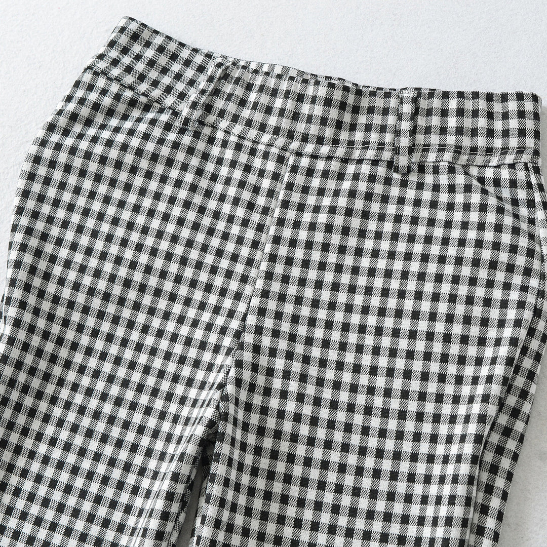 Ladies high-cut slim-fit pants with Vichy check and elastic waistband Amarae