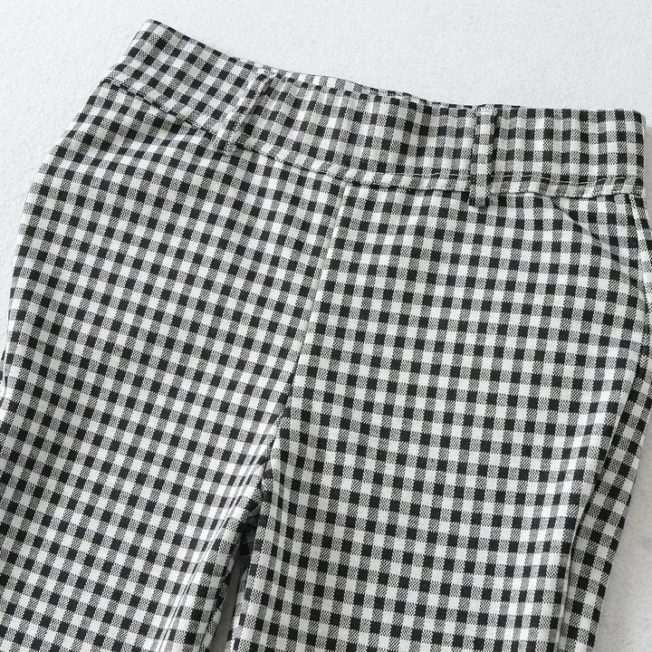 Ladies high-cut slim-fit pants with Vichy check and elastic waistband Amarae