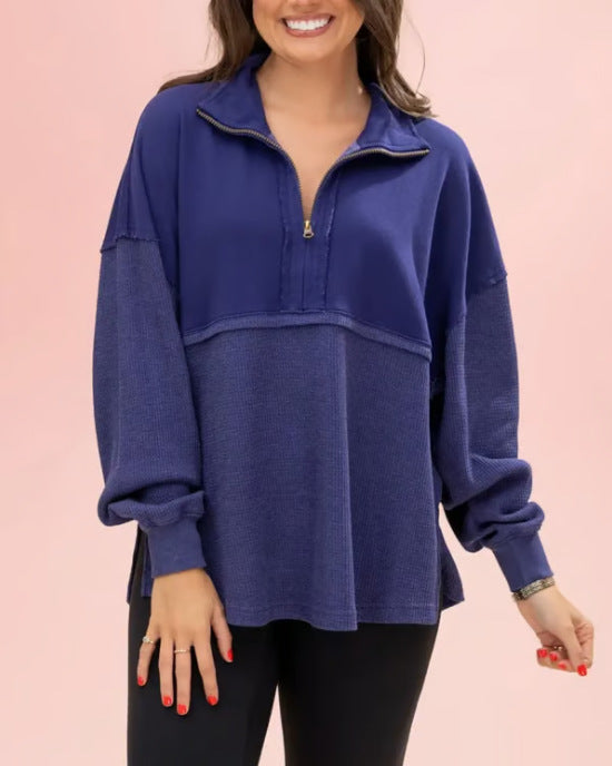 Pull femme décontracté avec fermeture éclair Lune London