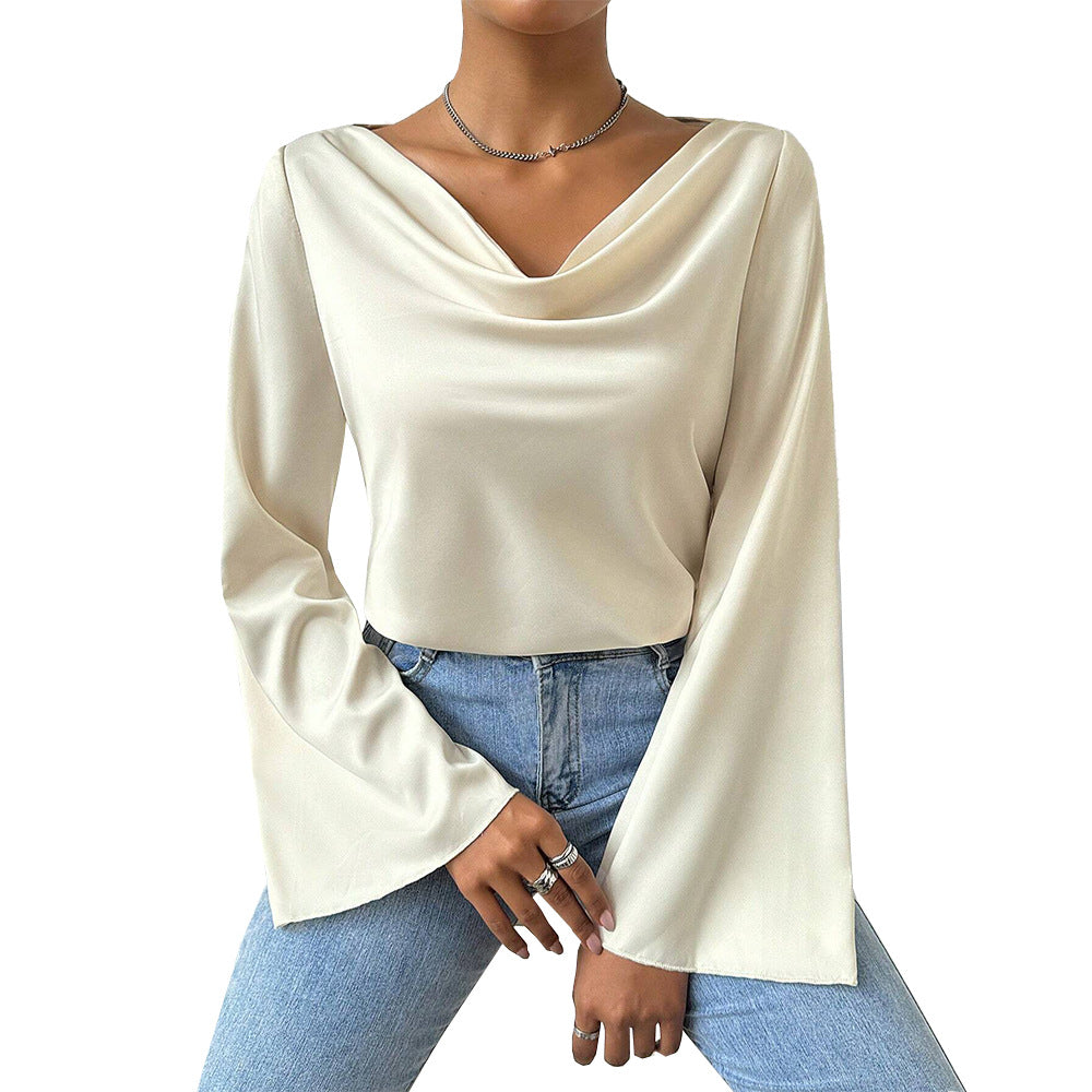 Blouse pour femmes avec décolleté cascade chic et manches longues Chic & Stil