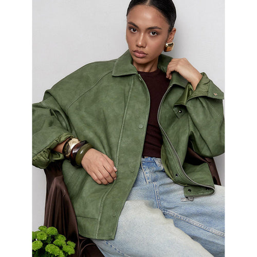 Oversized leather jacket for women Amarae