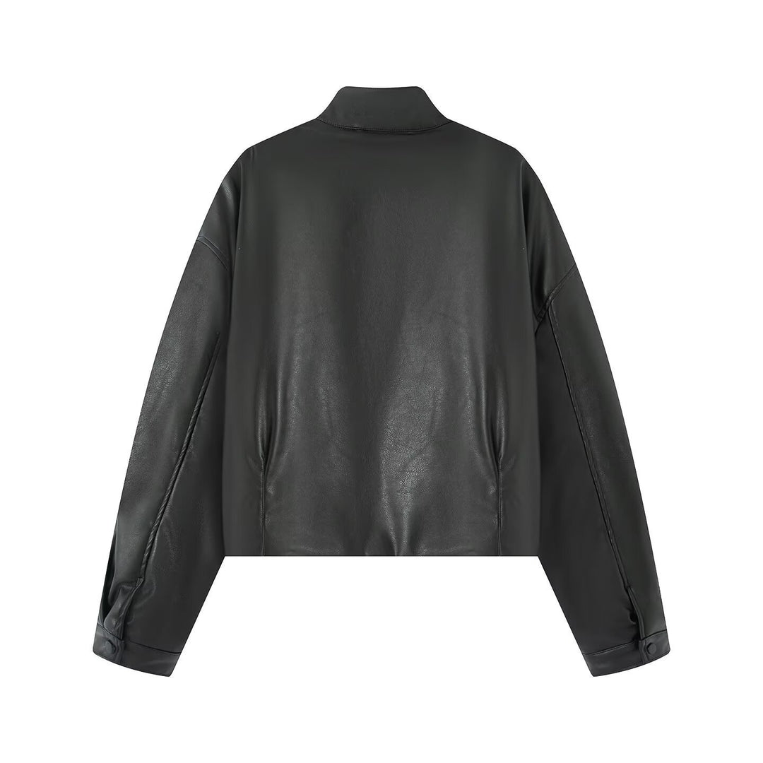 Fashion faux leather jacket for women with a practical zipper and an elastic waist Lune London