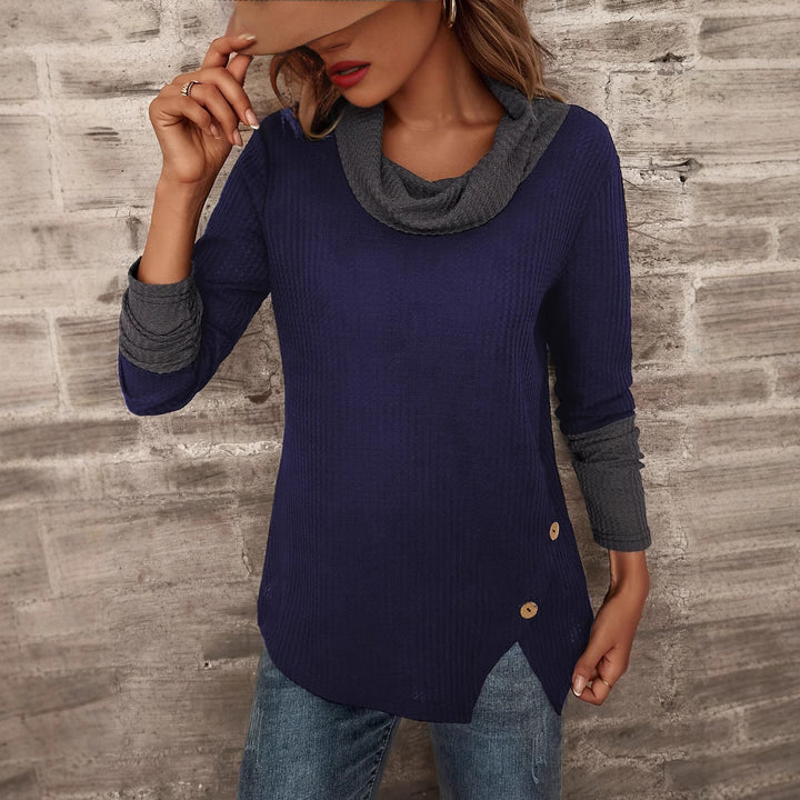 Woman Trendy top with asymmetrical hem and chic collar Lune London