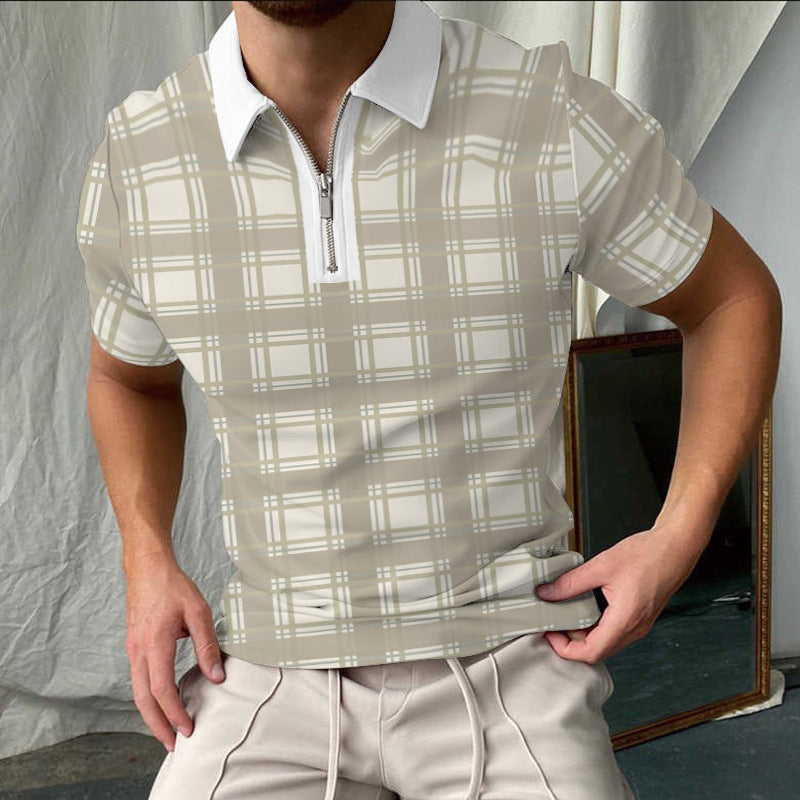 Lune London elegant short-sleeved checkered polo shirt for men