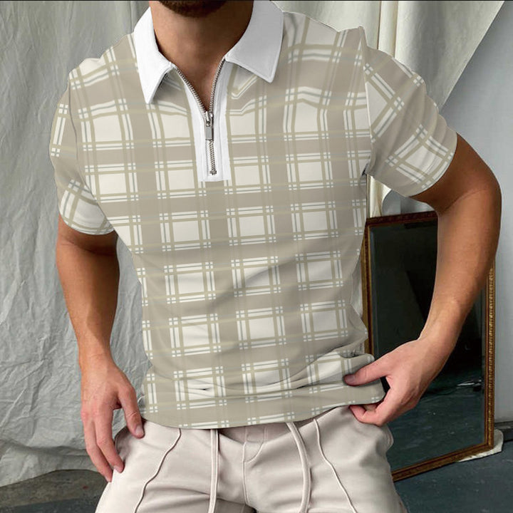 Lune London elegant short-sleeved checkered polo shirt for men