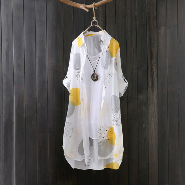 Ladies Lightweight Geometric Print Tunic Shirt Lune London