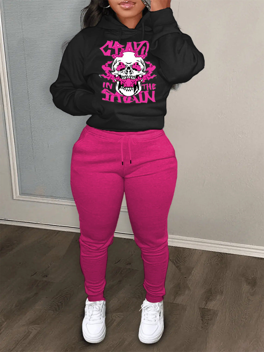 Comfortable hoodie and jogger set for women with creative print Amarae