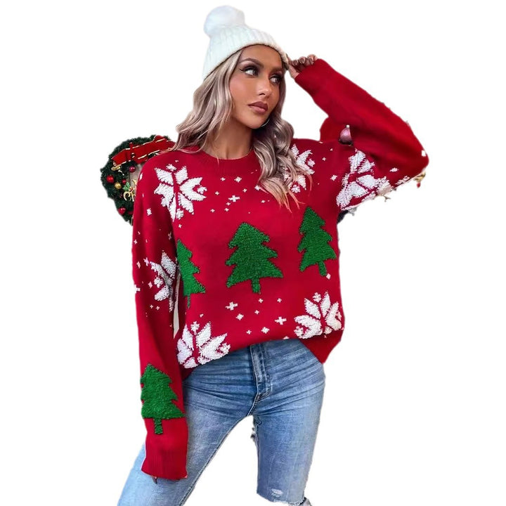 Festive Christmas sweater for women with a detailed design of Christmas tree Lune London
