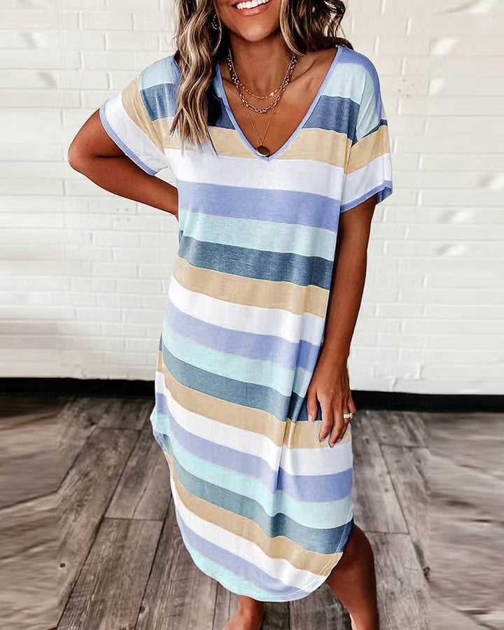 Ladies Leisure Maxi Striped Dress Lune London