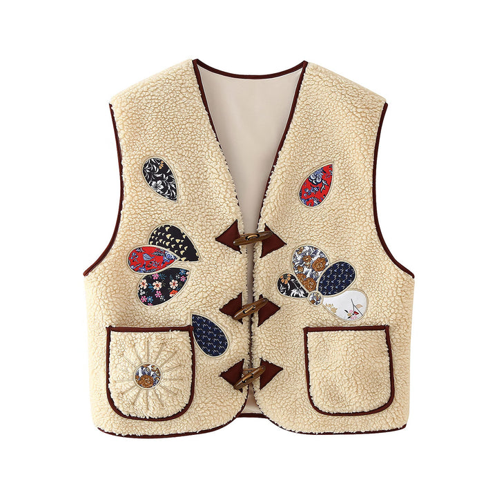 Women's vest with floral design and cozy fleece Lune London