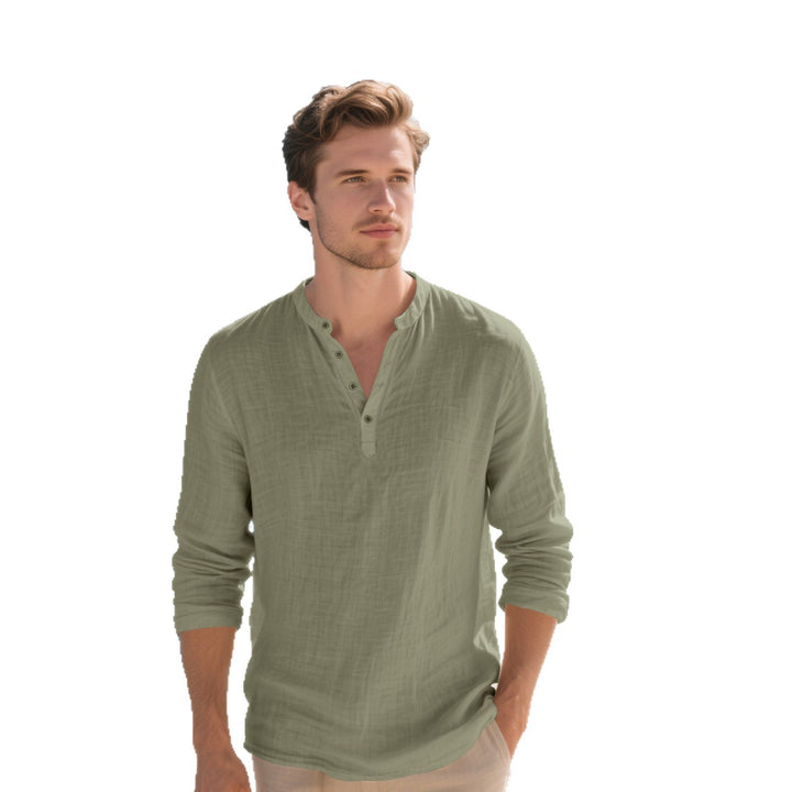 Elegant long-sleeved shirt for men with fashionable high collar and textured surface Lune London