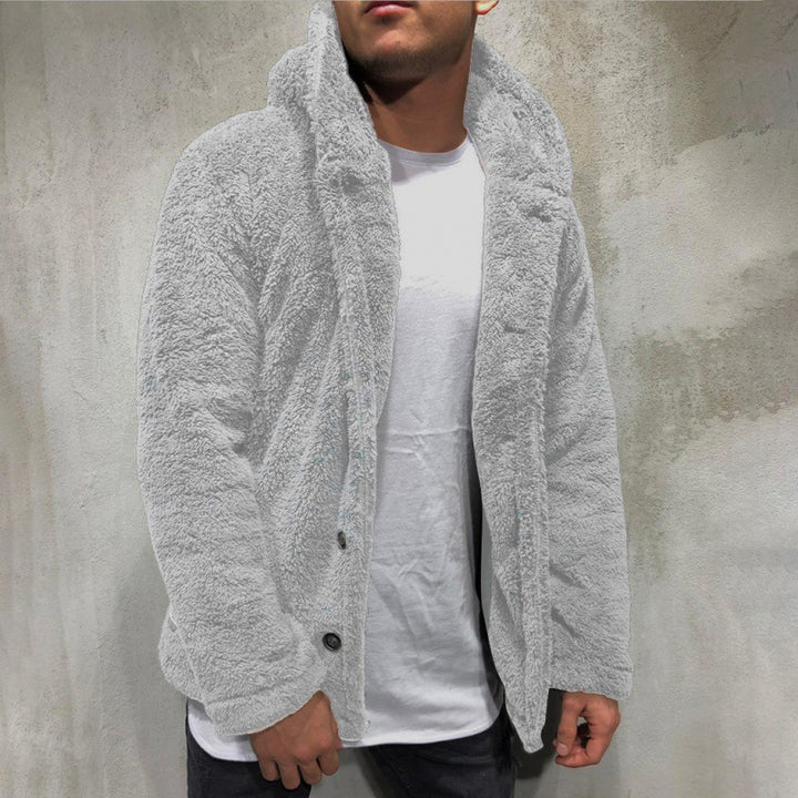 Men's fleece jacket with hood and button closure Lune London