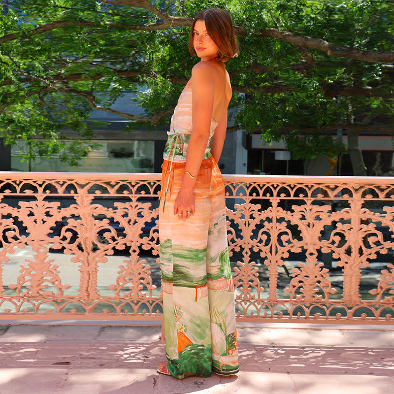 Women's wrap jumpsuit with floral design and elastic waistband Lune London