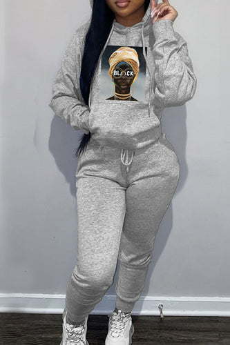 Women's hoodie and jogger pants set with creative graphic print Amarae