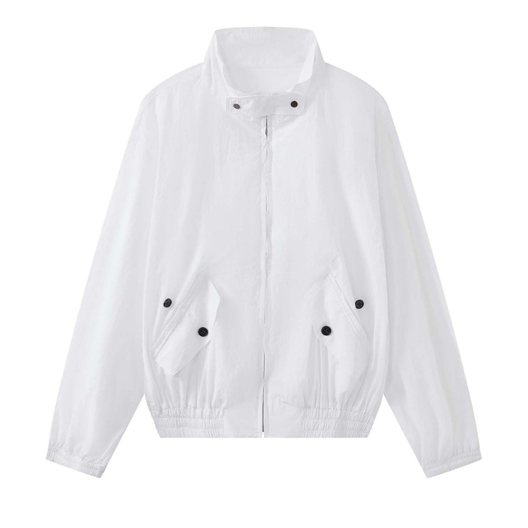 Women Light Oversize Packable Shell Jacket with Stand-Up Collar and Ribbed Cuffs Amarae