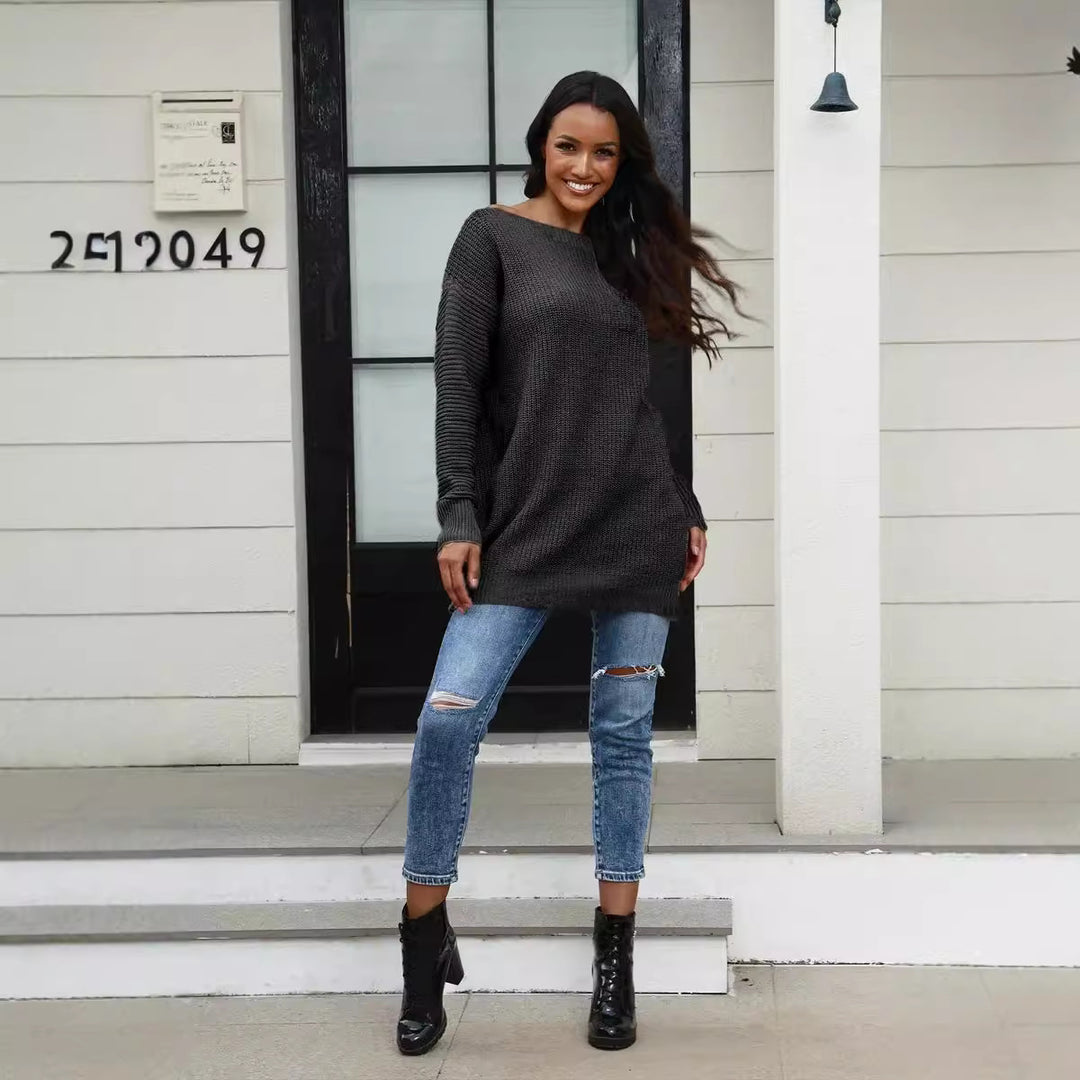 Oversized knit sweater for women with a soft textured pattern Lune London