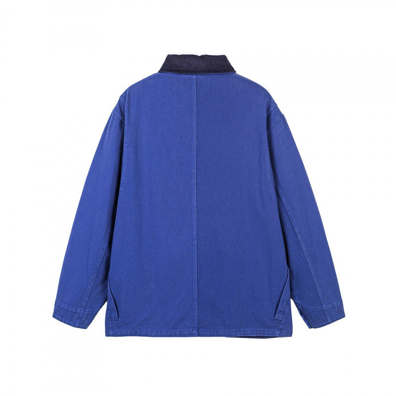 Men's Robust Chore Jacket in Workwear Style with Cord Collar and Large Applied Pockets Amarae