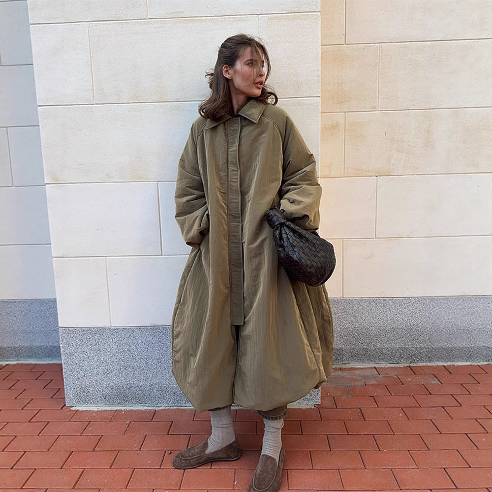 Women's Oversized Padded Coat with Balloon Hem and Raglan Sleeves Amarae