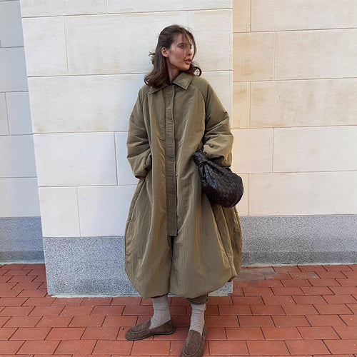 Women's Oversized Padded Coat with Balloon Hem and Raglan Sleeves Amarae