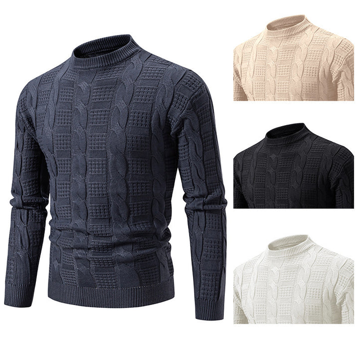 Quilted knit pullover for men with high collar Lune London