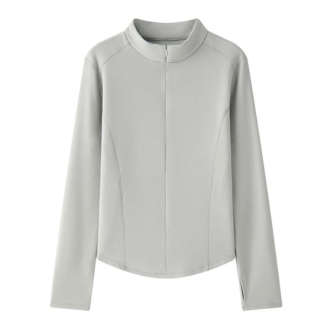 Women's Long Sleeve Thermal Shirt with Short Zipper and Fitted Silhouette Amarae