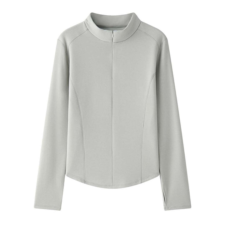 Women's Long Sleeve Thermal Shirt with Short Zipper and Fitted Silhouette Amarae