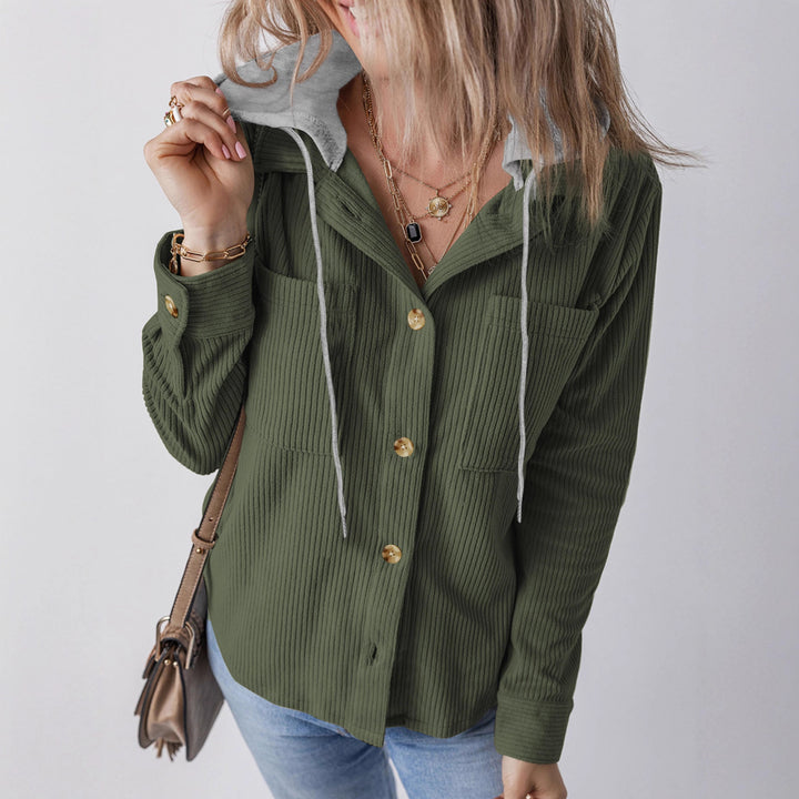 Ladies Casual Long Jacket with Hood and Button Details Lune London