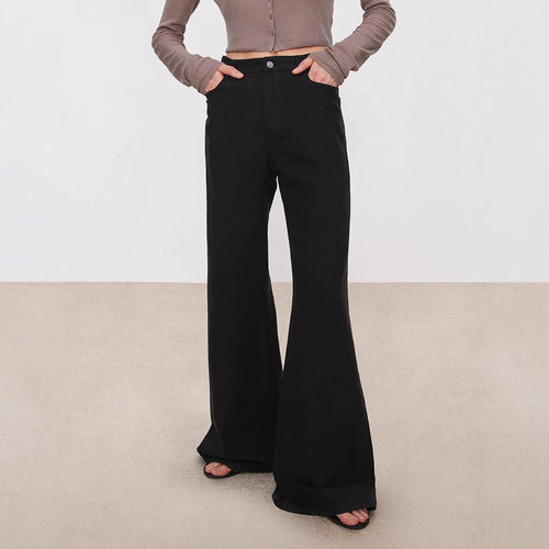 Jeans taille haute large pour femmes Chic & Stil