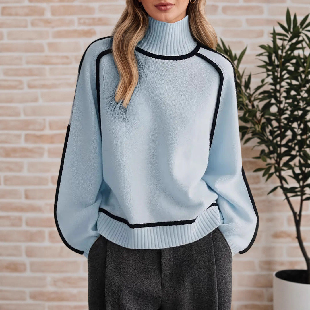 Women's sweater with high collar and modern structured details Lune London