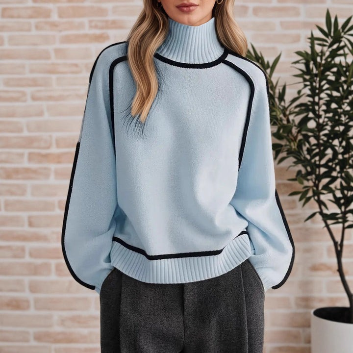 Women's sweater with high collar and modern structured details Lune London